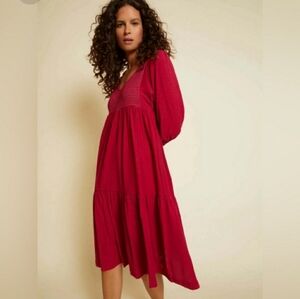 Nation LTD Rona Smocked Pink Midi Dress